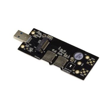 Adaptateur M2 B Key 3042 3052 vers USB3 avec deux emplacements pour cartes Nano SIM. Pour cartes M.2 3G 4G 5G