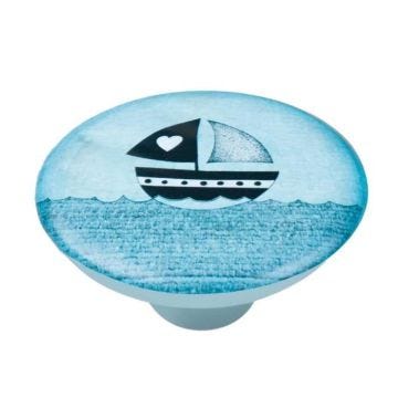BOUTON 50MM ABS SÉRIGRAFIÉ BATEAU, LOT DE 36