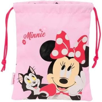 Sac à goûter - SAFTA - Minnie Mouse - 20 x 25 cm - Rose clair - Résistant et pratique