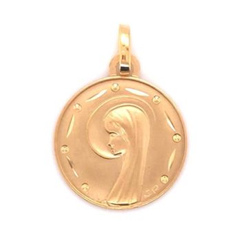 Pendentifs et Médailles enfant - Brillaxis - Médaille Brillaxis ronde vierge diamantée - Couleur de la matière:Jaune