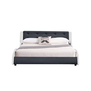 Lit mathis pour matelas 140x190 - Sommier Tte de Lit Couleur BLANC NOIR