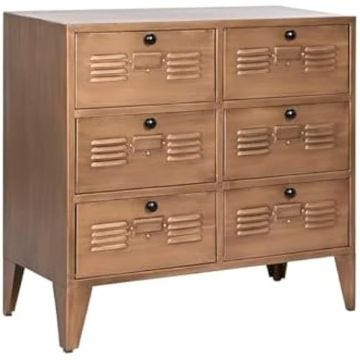 Commode - HOME ESPRIT - Loft - Métal doré - 83 x 76,5 x 37,5 cm - Tiroirs inclus