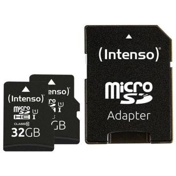 Carte Mémoire Micro SD avec Adaptateur INTENSO 32 GB x 2