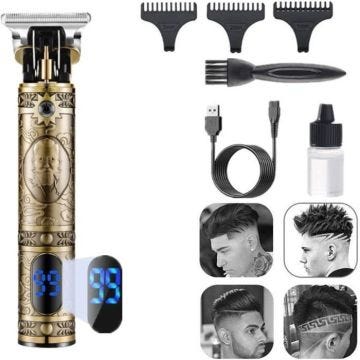 Tondeuse Barbe professionnelle chargement USB Tondeuse à cheveu de salon multifonction Rasoir Barbe avec 3 tête,LCD Affichage homme
