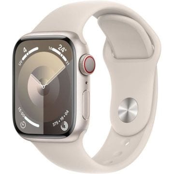 Apple Watch Series 9 GPS + Cellular - 41mm - Boîtier Starlight Aluminium - Bracelet Starlight Sport Band - S/M