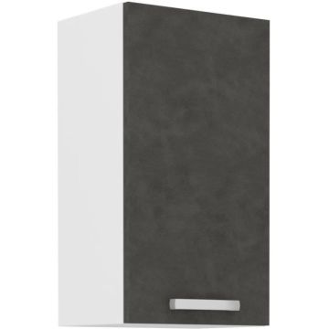 Meuble haut 1 porte battante - Gris mat - L 40 x P 31,6 x 72 cm - LASSEN
