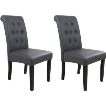 CUBA Lot de 2 chaises de salle à manger - Simili gris - Style contemporain - L 45 x P 42 cm