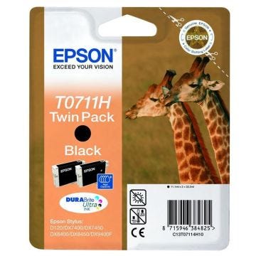 EPSON Cartouche T0711 Girafe - Noir - 2 x 11.1ml