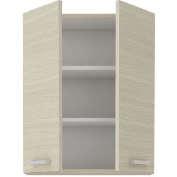 CHAMONIX Meuble haut - 2 Portes battantes - Mélaminé - Décor chêne - L 60 x P 31 x H 72 cm
