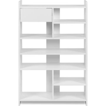 Meuble à chaussures - MÜNSTER - Blanc - 12 paires de chaussures - 71,5 x 25 x 109 cm